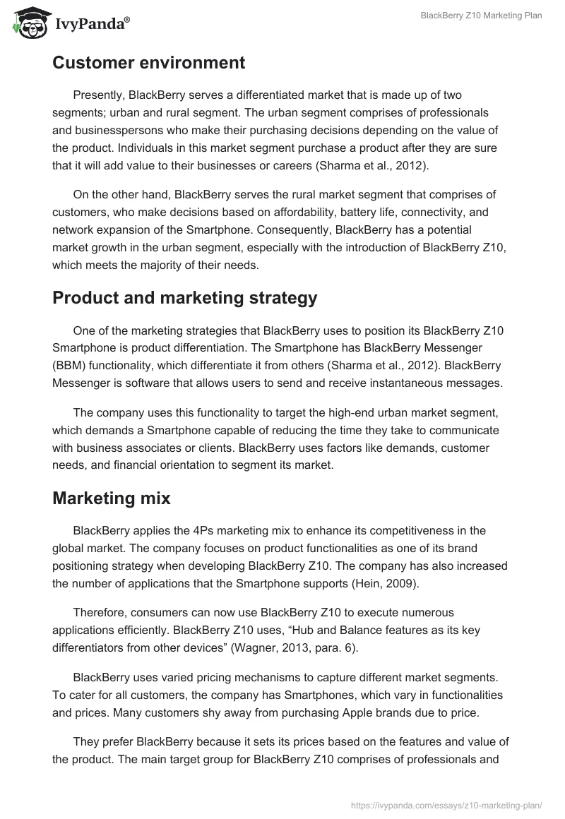 BlackBerry Z10 Marketing Plan. Page 5