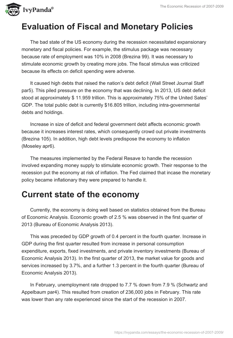 The Economic Recession of 2007-2009. Page 5