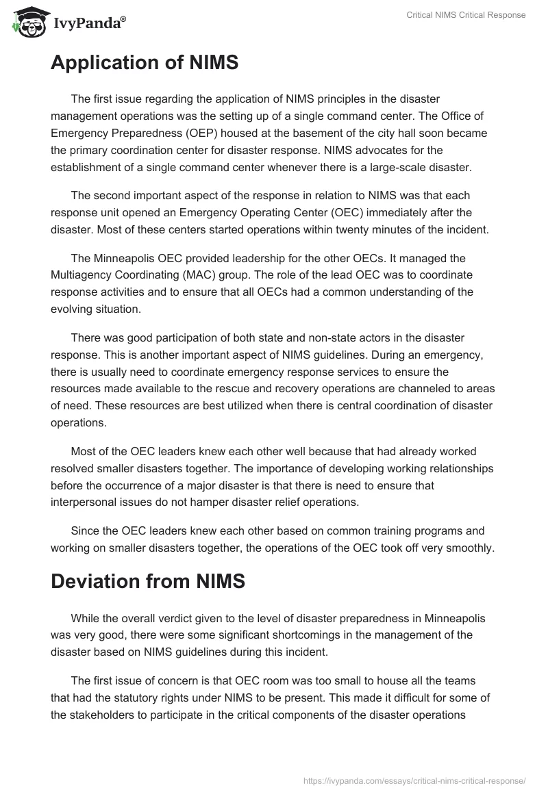 Critical NIMS Critical Response. Page 3