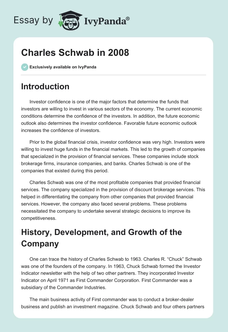 Charles Schwab in 2008. Page 1
