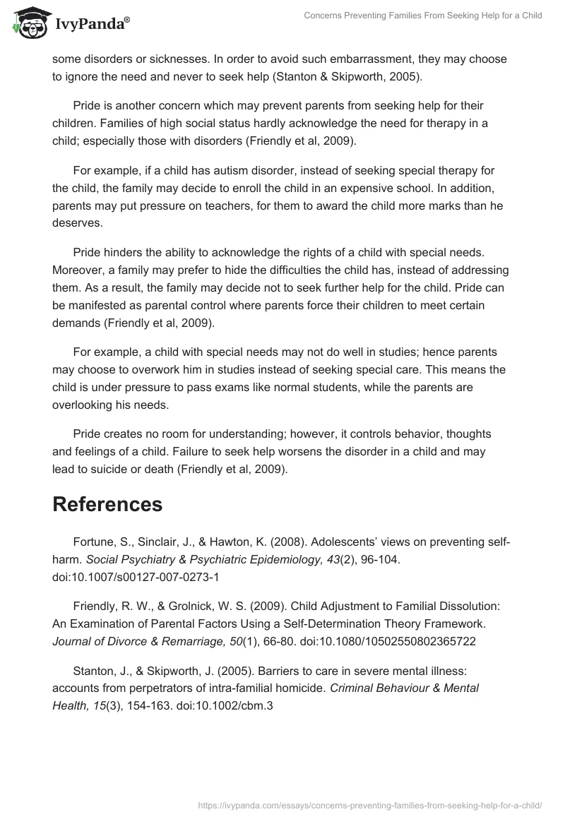 Concerns Preventing Families From Seeking Help for a Child. Page 2