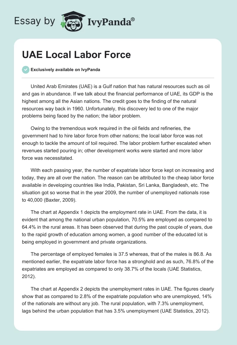 UAE Local Labor Force. Page 1