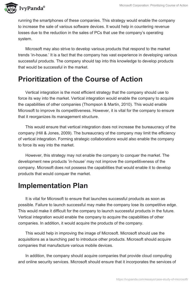 Microsoft Corporation: Prioritizing Course of Action. Page 3