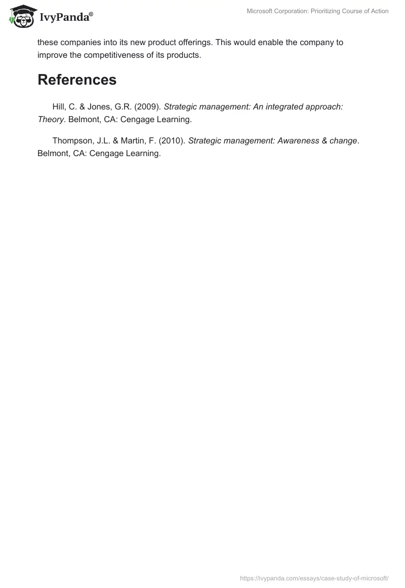 Microsoft Corporation: Prioritizing Course of Action. Page 4