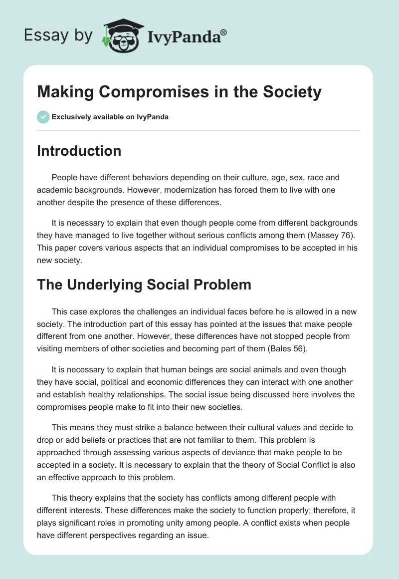Making Compromises in the Society. Page 1