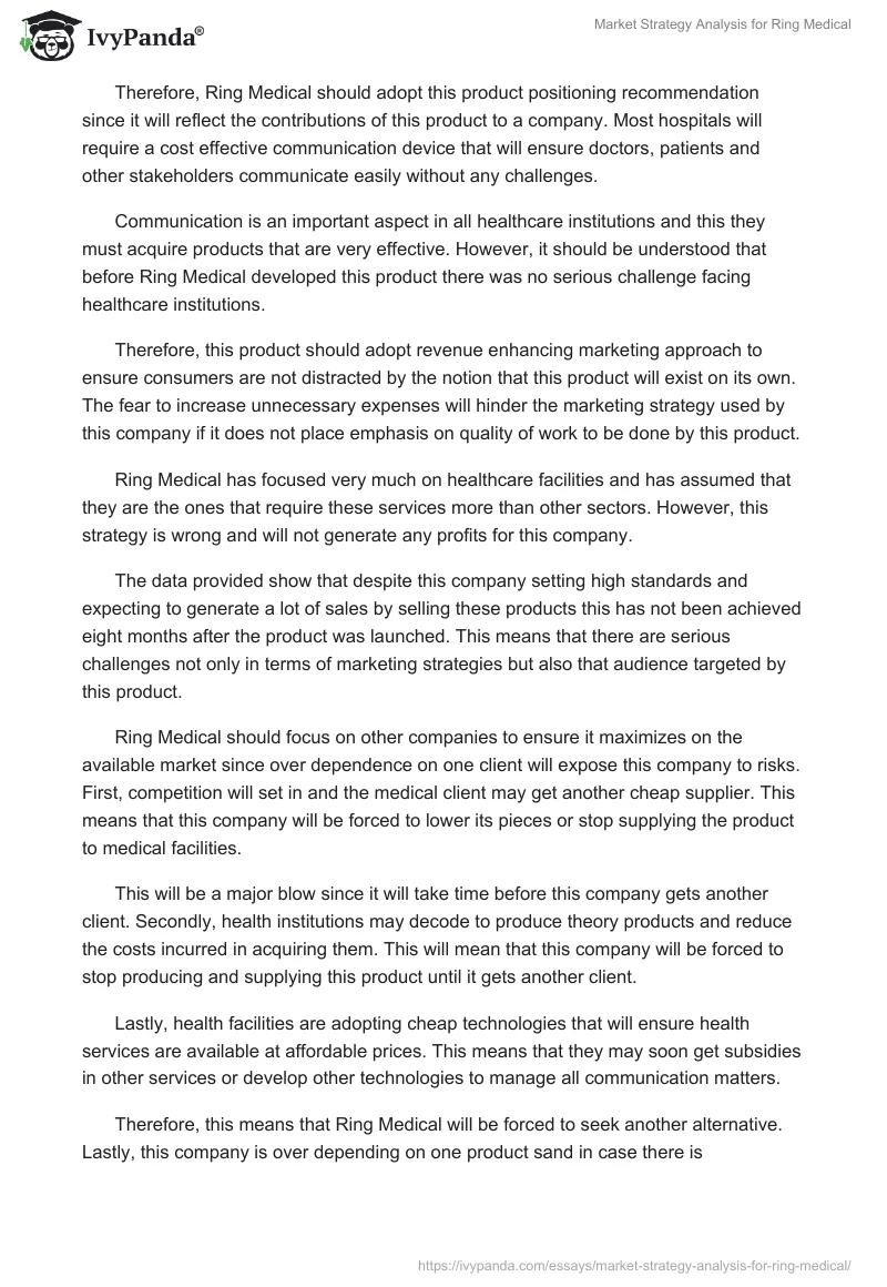 Market Strategy Analysis for Ring Medical. Page 3