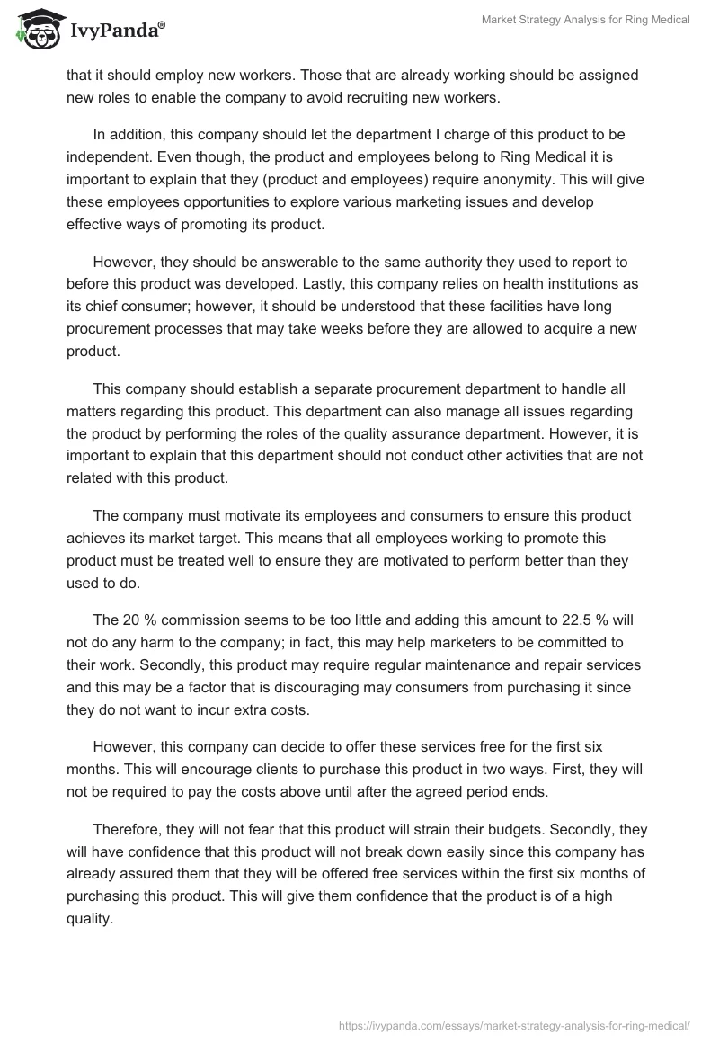 Market Strategy Analysis for Ring Medical. Page 5