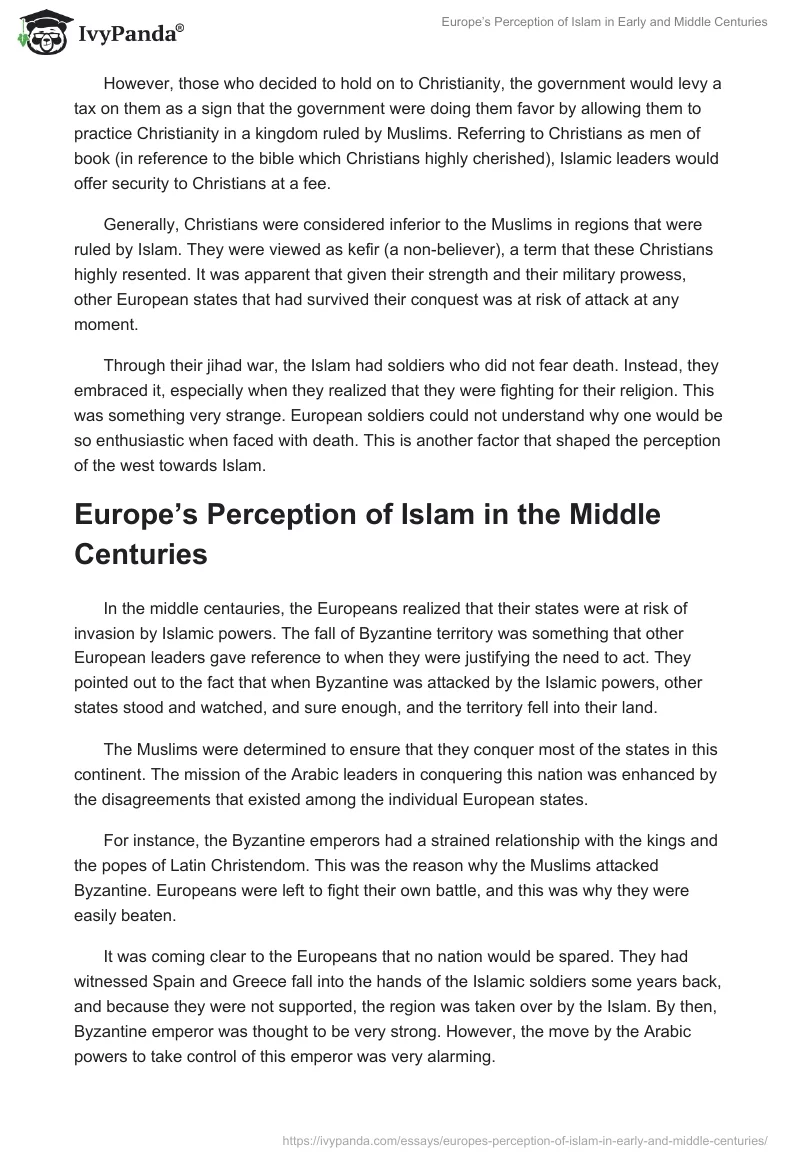 Europe’s Perception of Islam in Early and Middle Centuries. Page 5