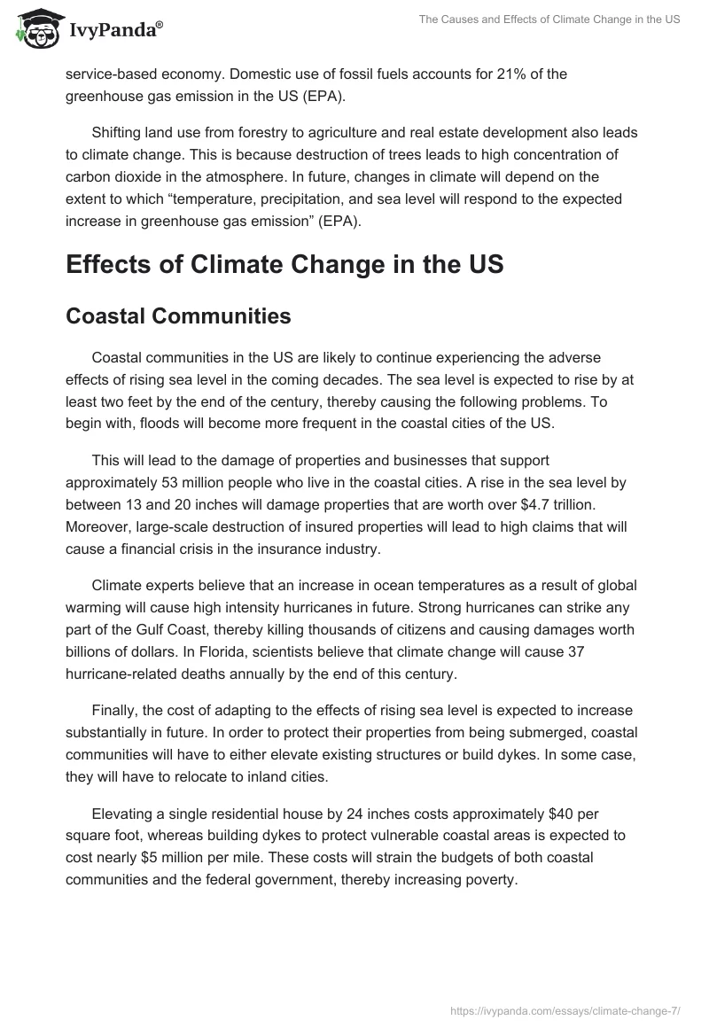 The Causes and Effects of Climate Change in the US. Page 3