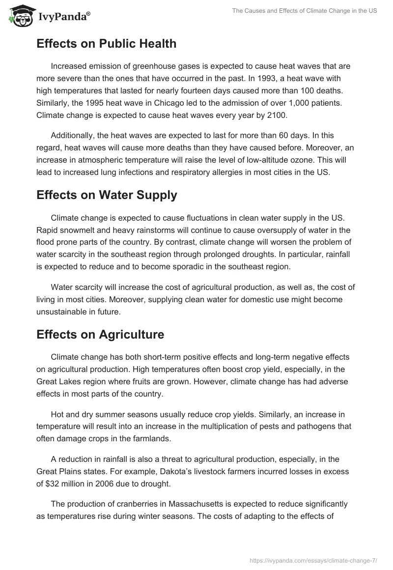 The Causes and Effects of Climate Change in the US. Page 4