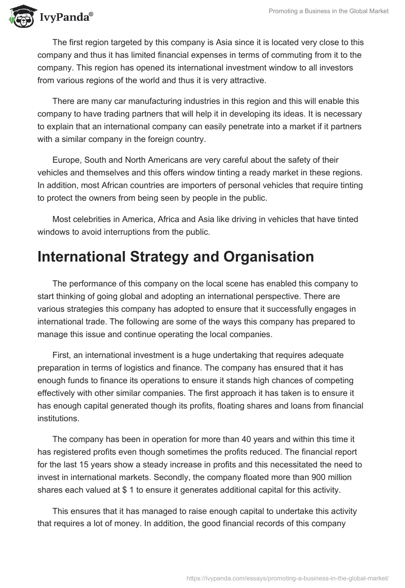 Promoting a Business in the Global Market. Page 2