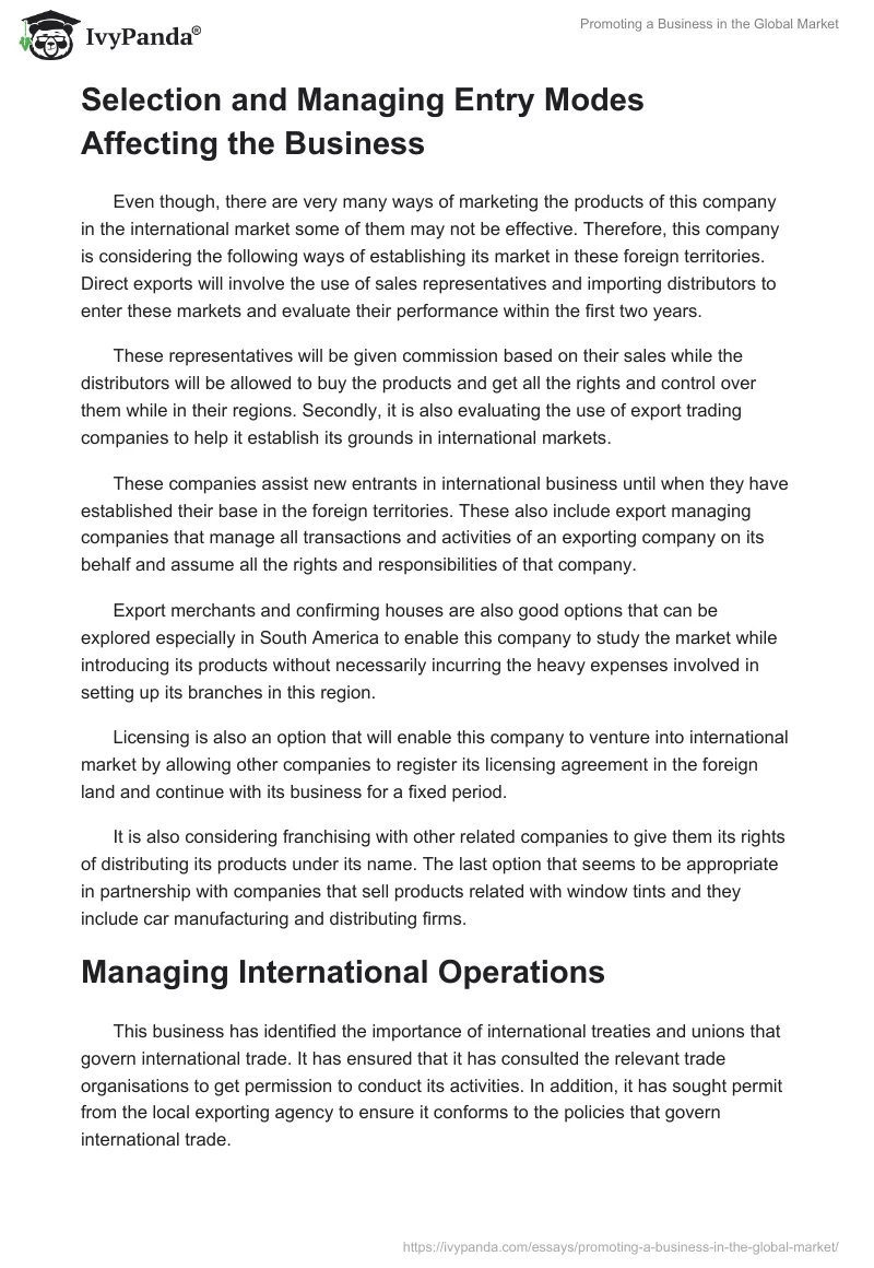 Promoting a Business in the Global Market. Page 4