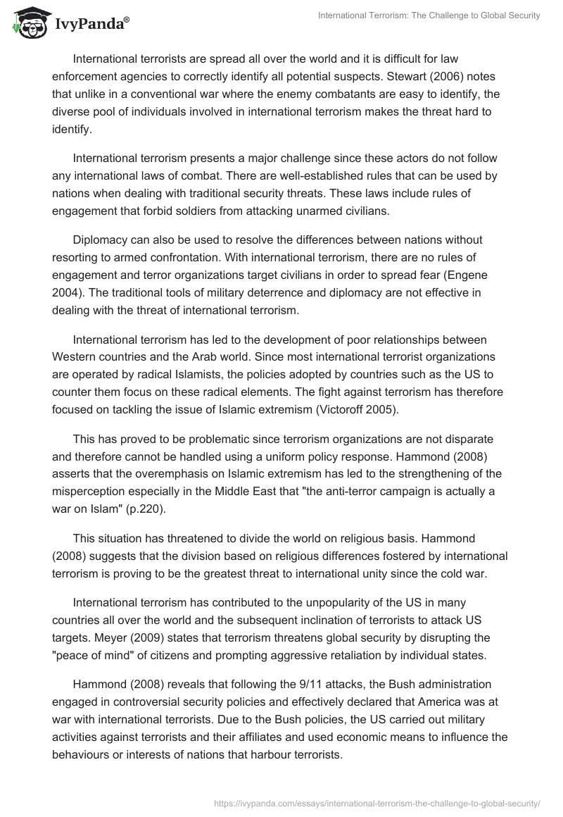 International Terrorism: The Challenge to Global Security. Page 3