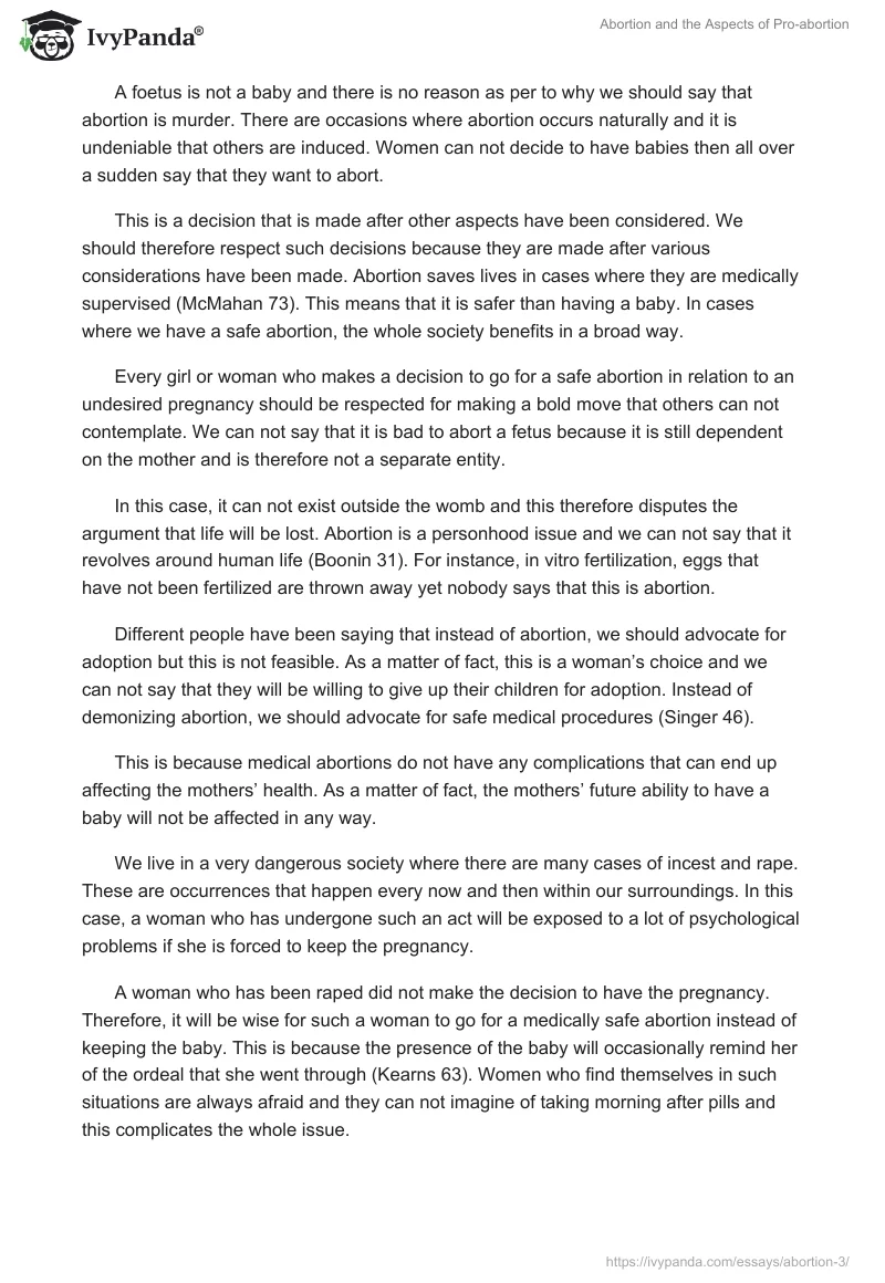 Abortion and the Aspects of Pro-Abortion. Page 2