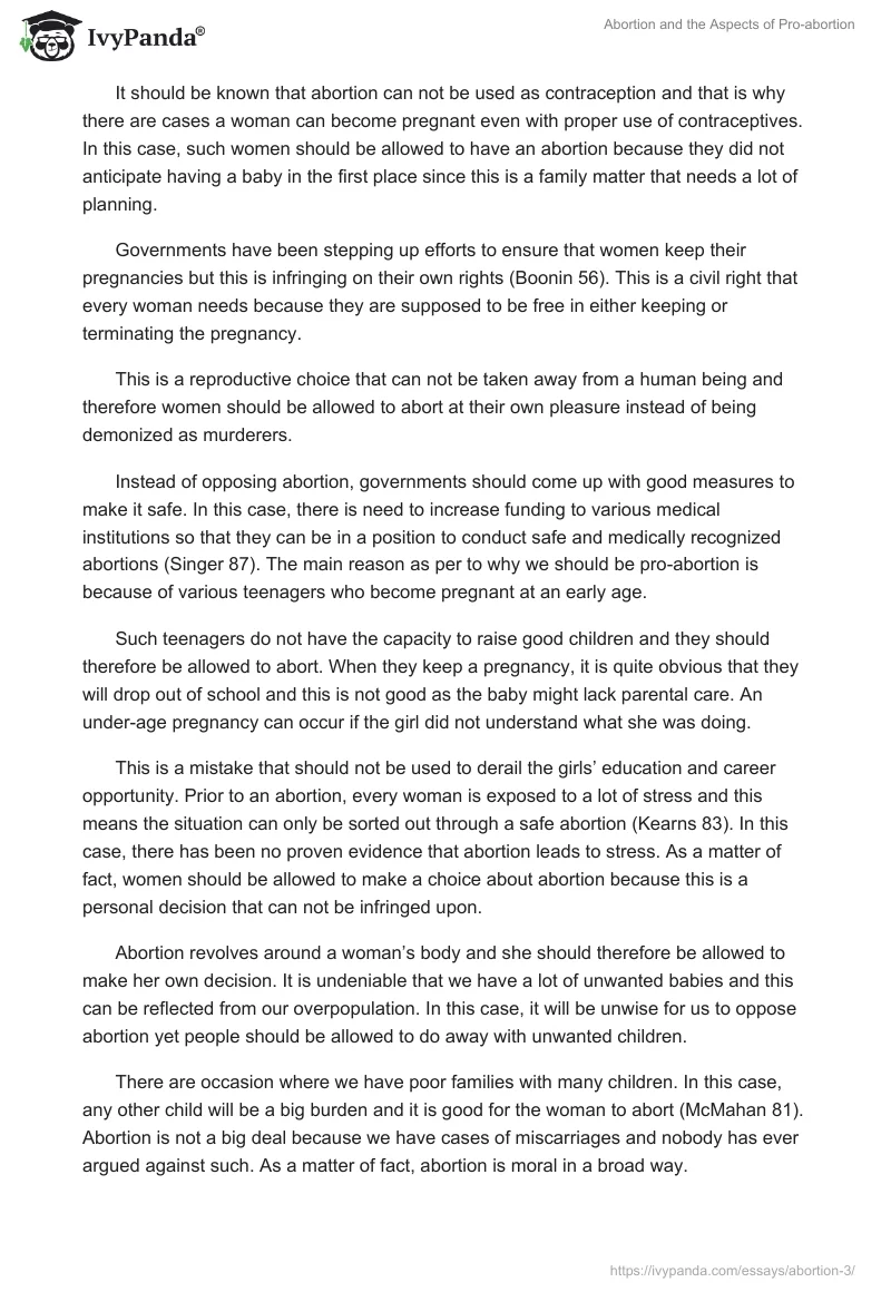 Abortion and the Aspects of Pro-Abortion. Page 3