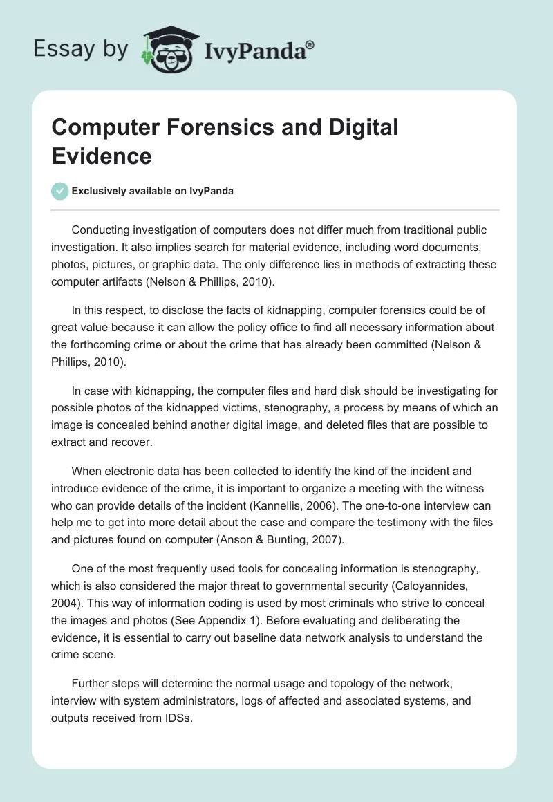 Computer Forensics and Digital Evidence. Page 1