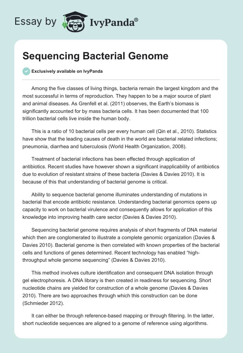 Sequencing Bacterial Genome. Page 1