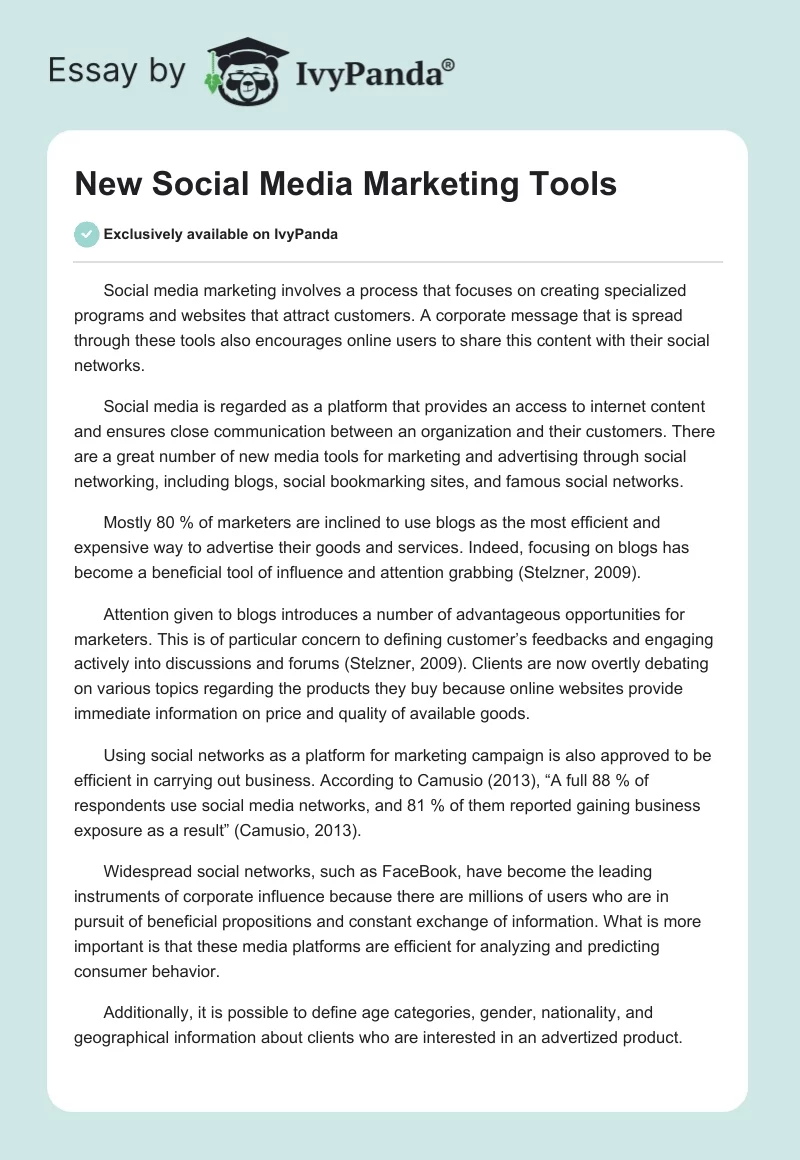 New Social Media Marketing Tools. Page 1