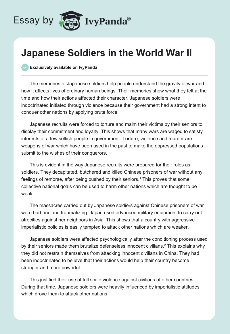 Japanese Soldiers in the World War II. Page 1