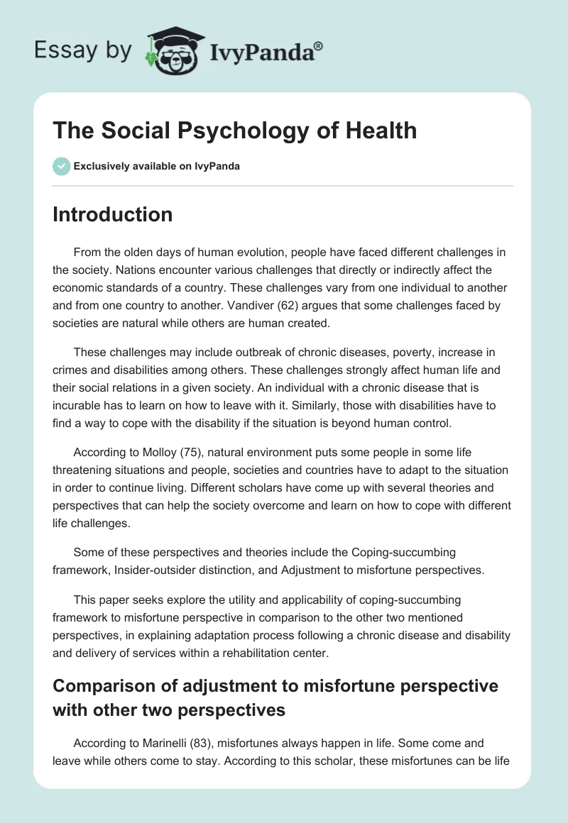 The Social Psychology of Health. Page 1