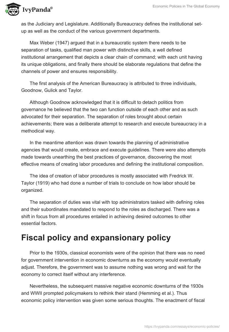 Economic Policies in The Global Economy. Page 2