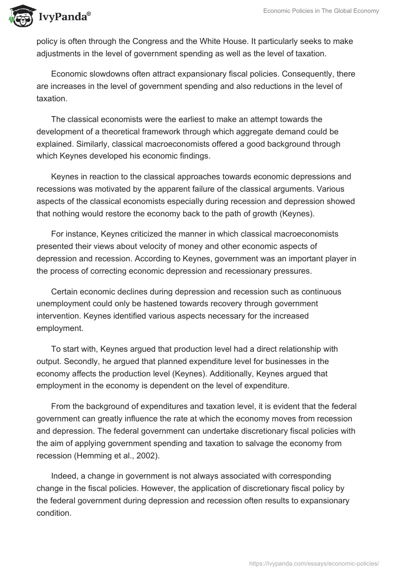 Economic Policies in The Global Economy. Page 3