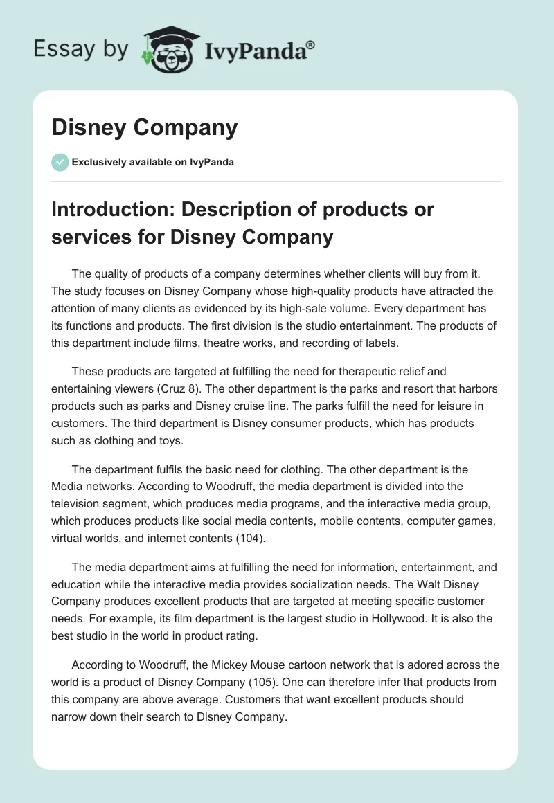 Disney Company. Page 1