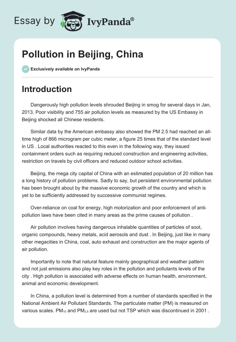 Pollution in Beijing, China. Page 1