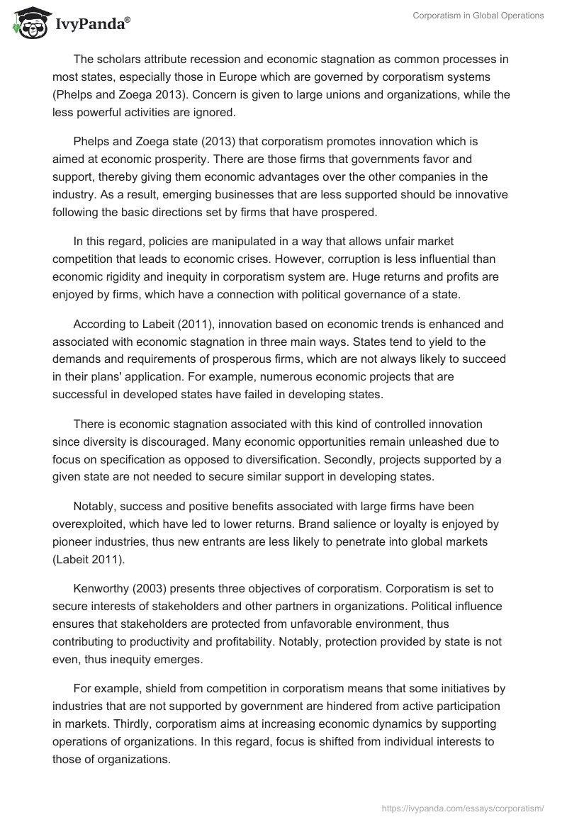 Corporatism in Global Operations. Page 2