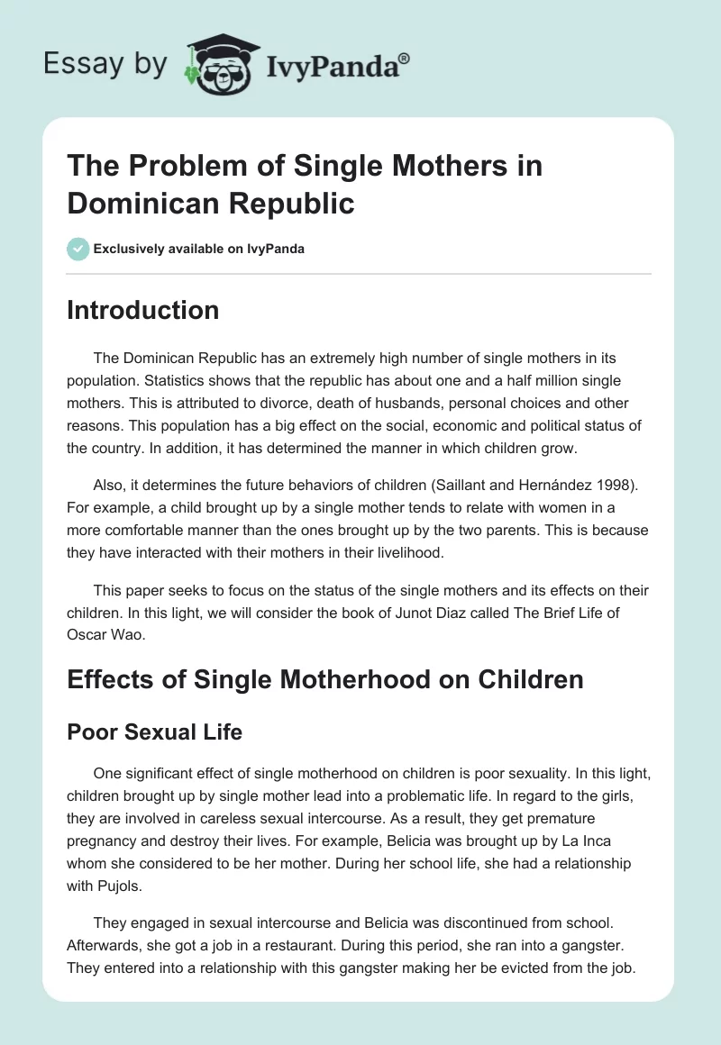 The Problem of Single Mothers in Dominican Republic. Page 1