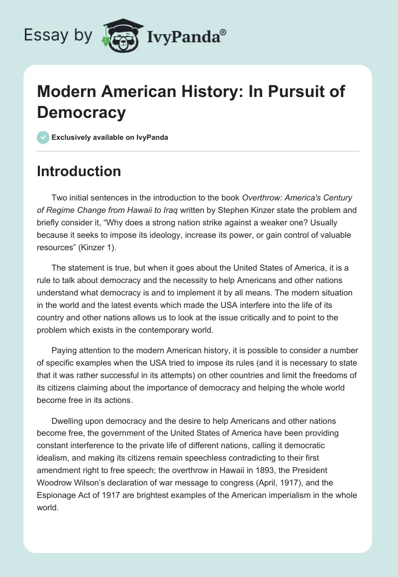 Modern American History: In Pursuit of Democracy. Page 1