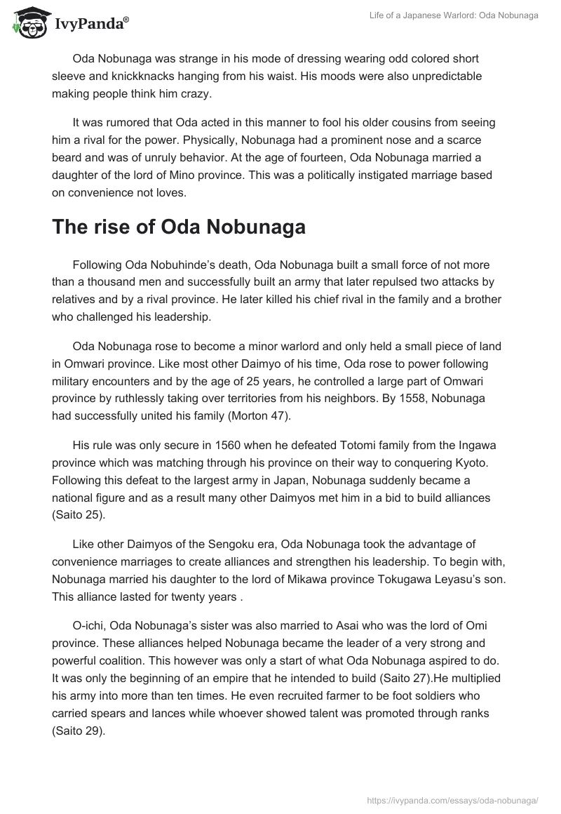 Life of a Japanese Warlord: Oda Nobunaga. Page 2