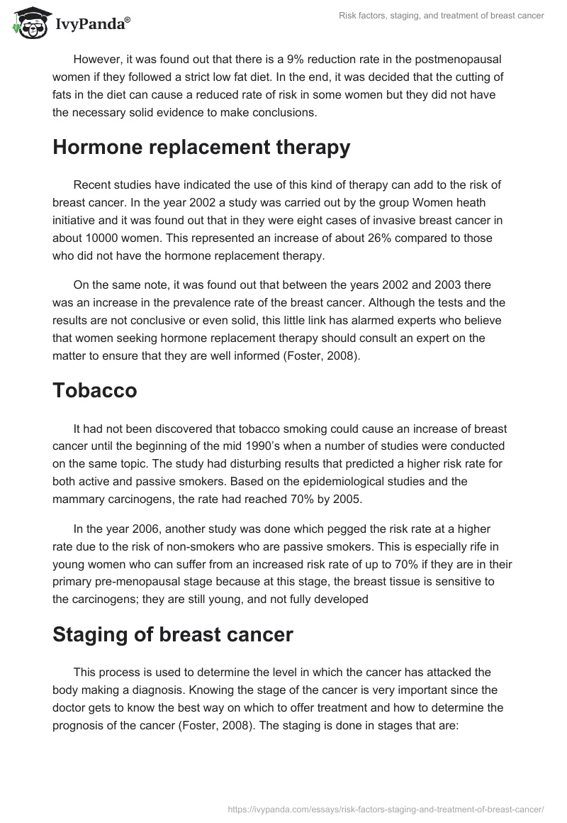 Risk Factors, Staging, and Treatment of Breast Cancer. Page 4