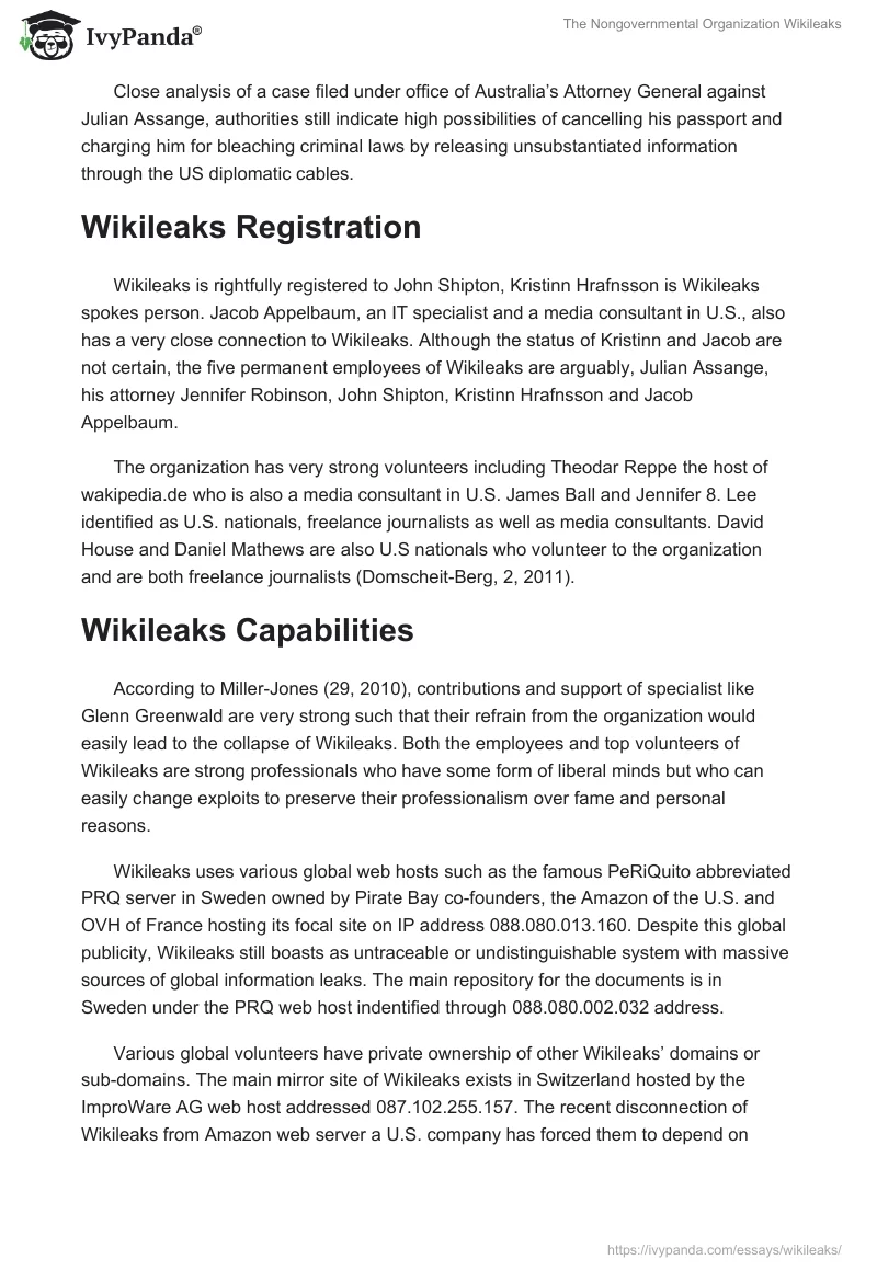 The Nongovernmental Organization Wikileaks. Page 2