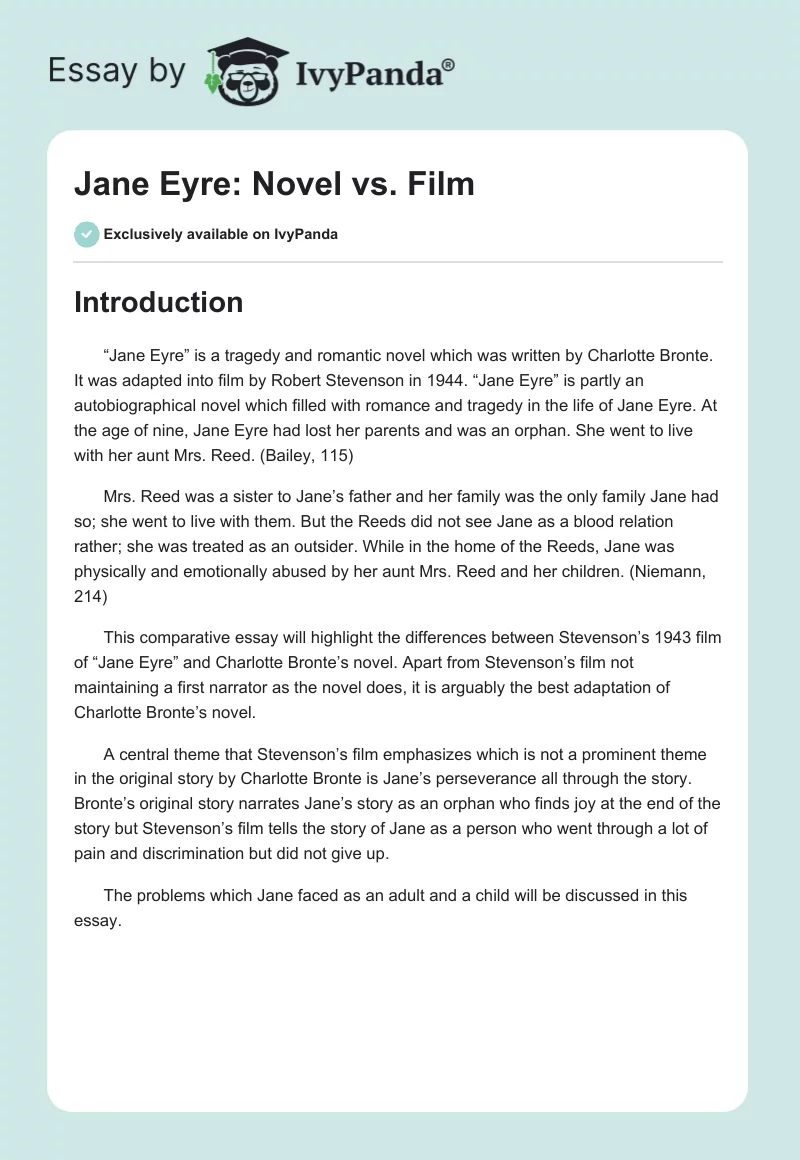 Jane Eyre: Novel vs. Film. Page 1