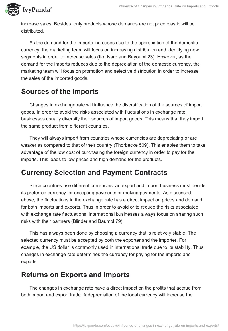 Influence of Changes in Exchange Rate on Imports and Exports. Page 3