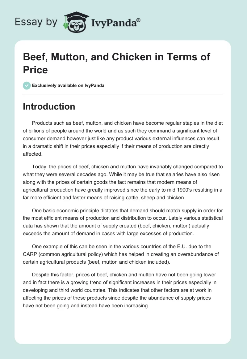 Beef, Mutton, and Chicken in Terms of Price. Page 1