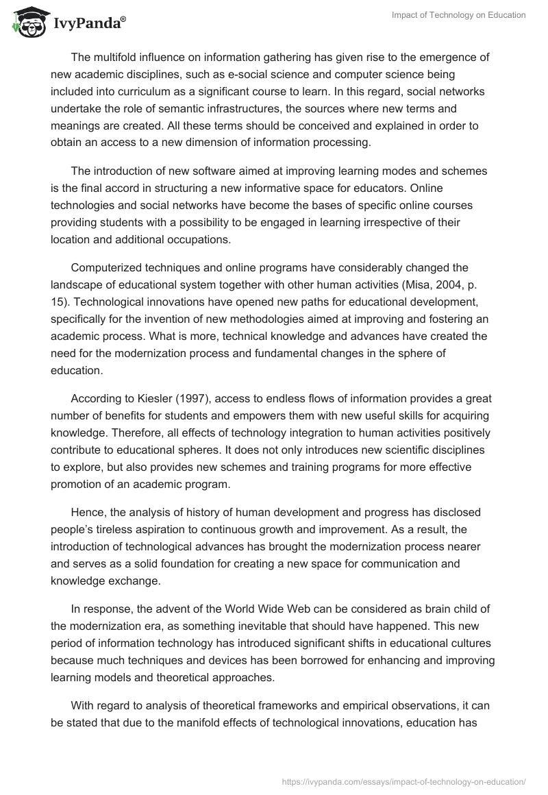 Impact of Technology on Education. Page 4