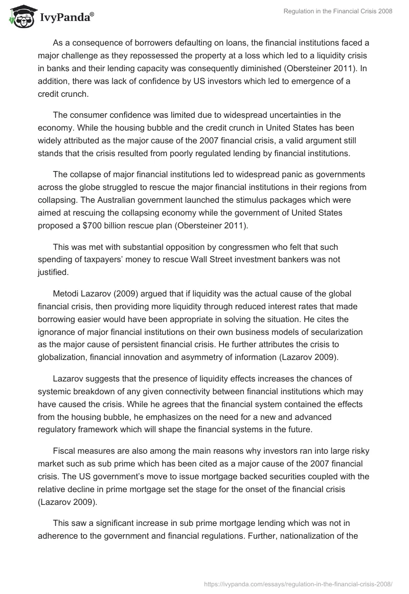 Regulation in the Financial Crisis 2008. Page 2