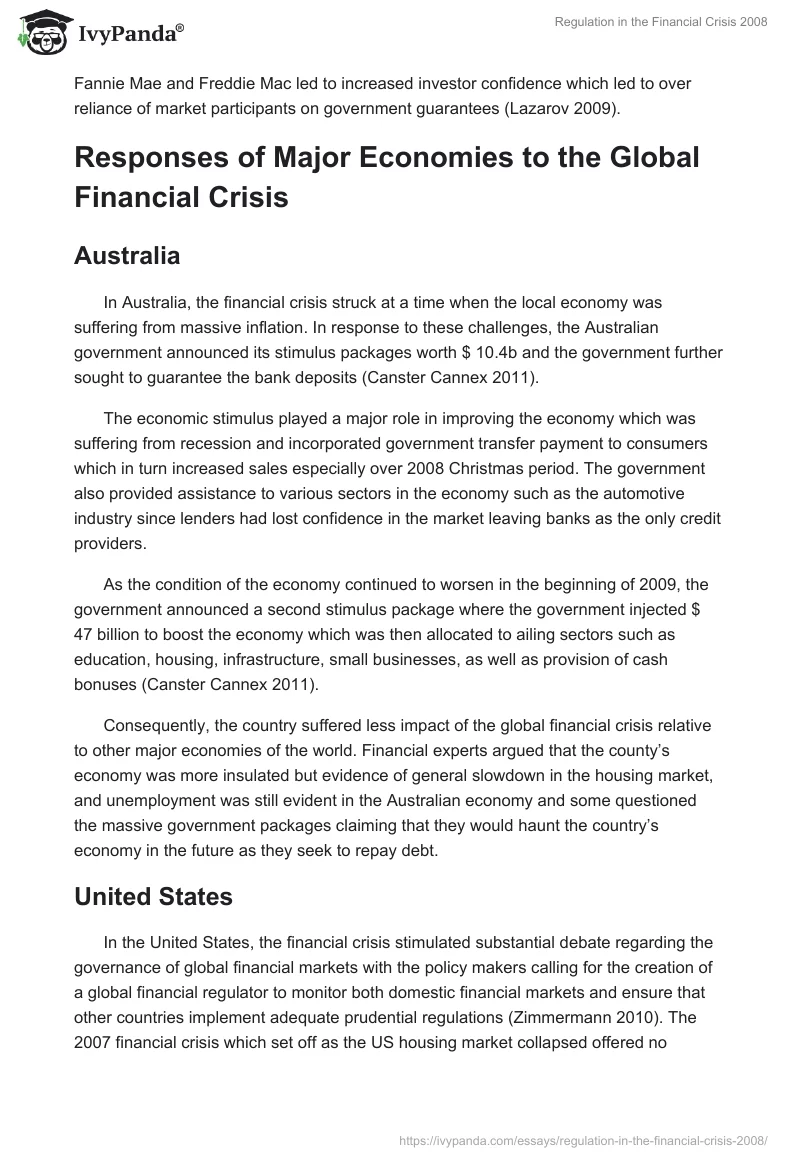 financial crisis 2008 essay