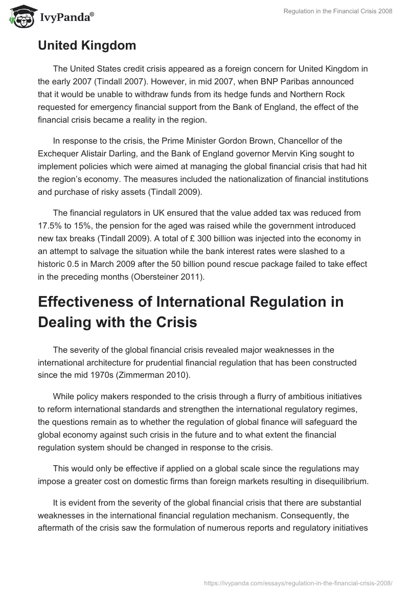 Regulation in the Financial Crisis 2008. Page 5