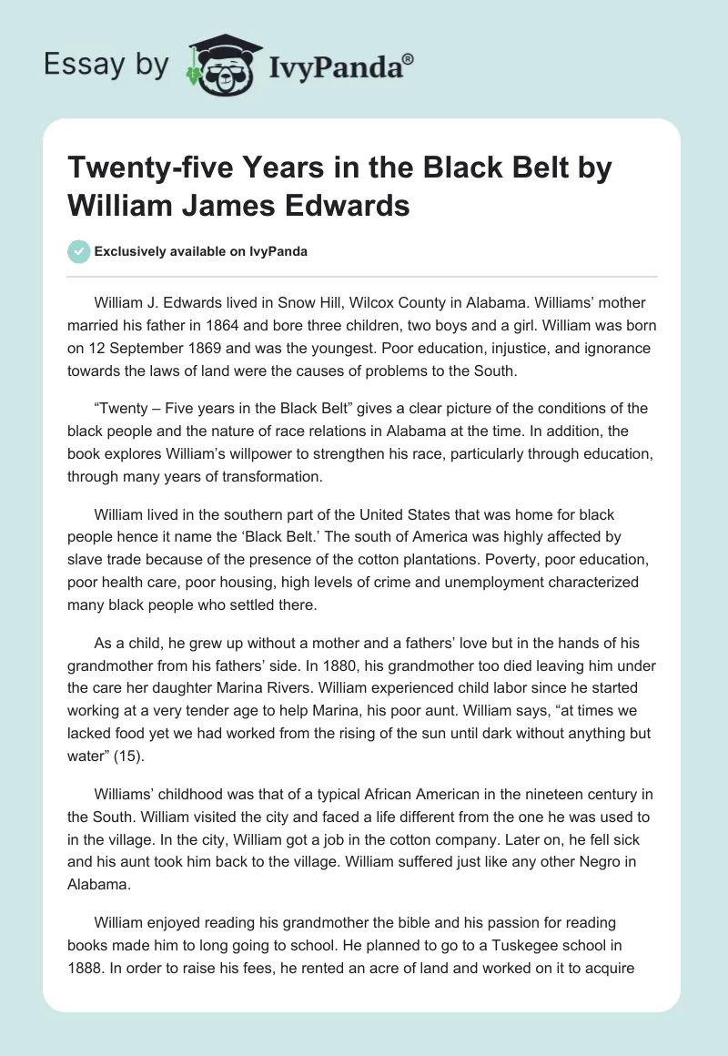 "Twenty-five Years in the Black Belt" by William James Edwards. Page 1