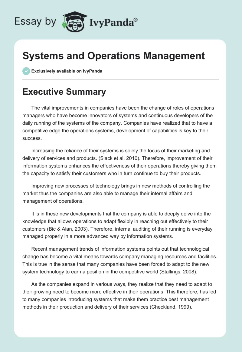 Systems and Operations Management. Page 1