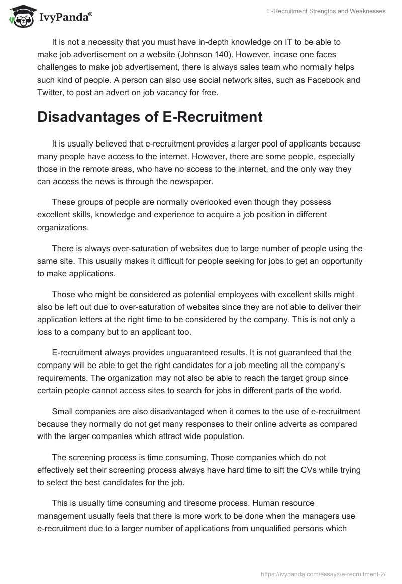 E-Recruitment Strengths and Weaknesses. Page 3