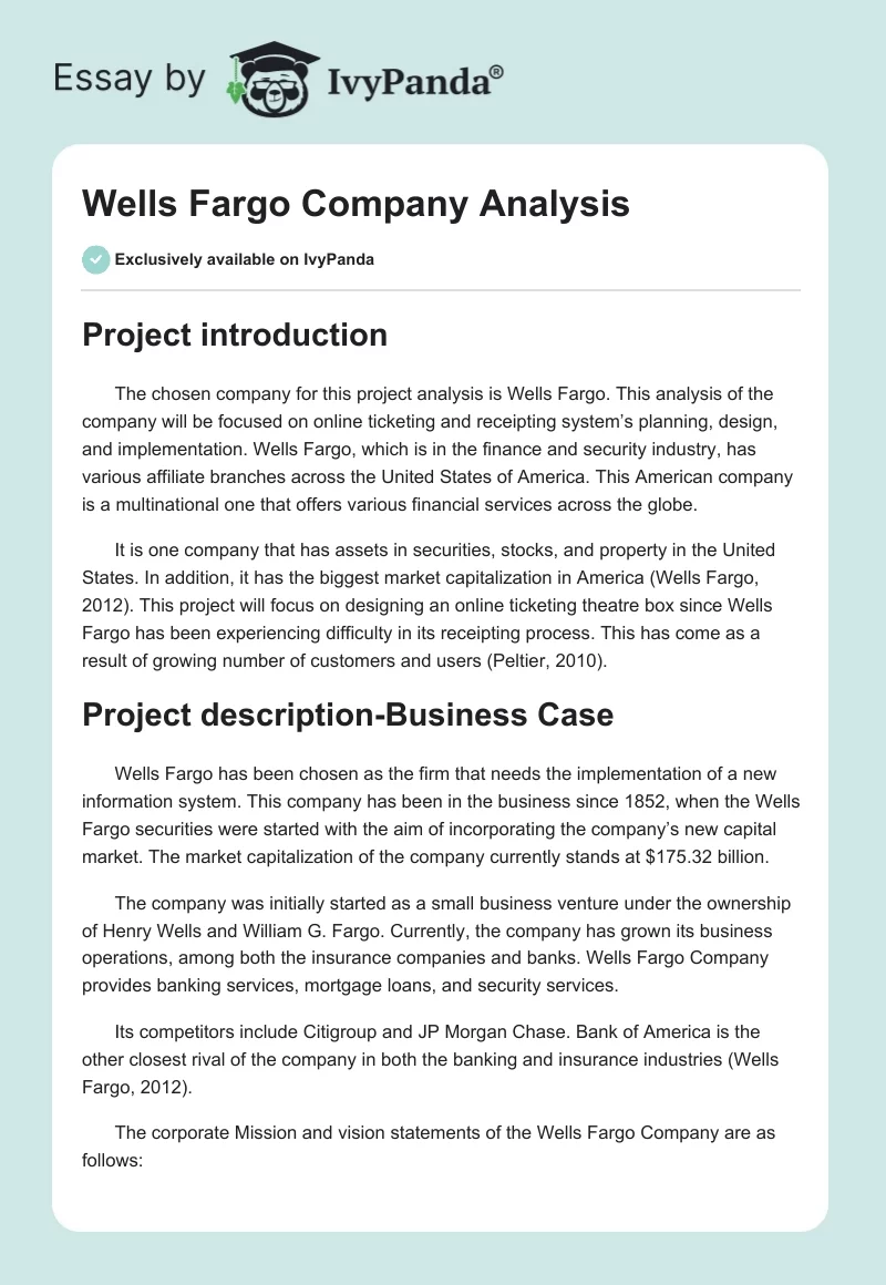 Wells Fargo Company Analysis. Page 1