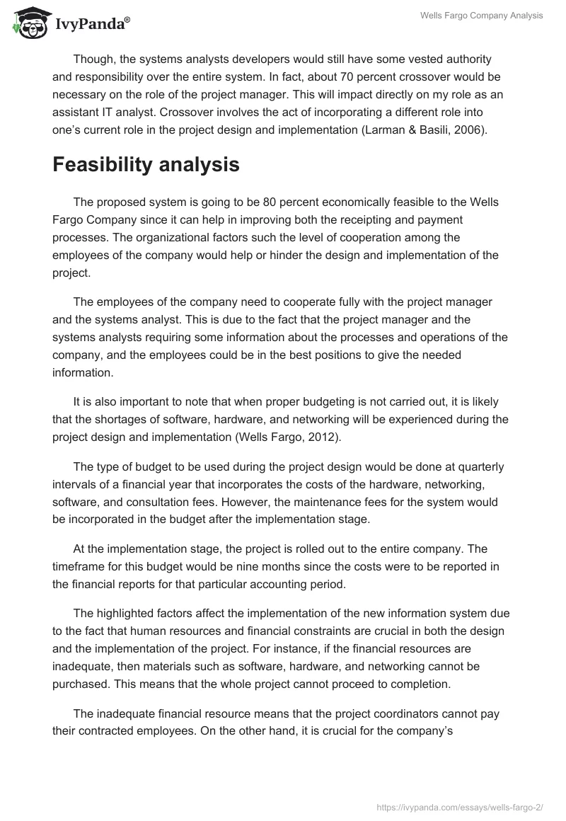 Wells Fargo Company Analysis. Page 3
