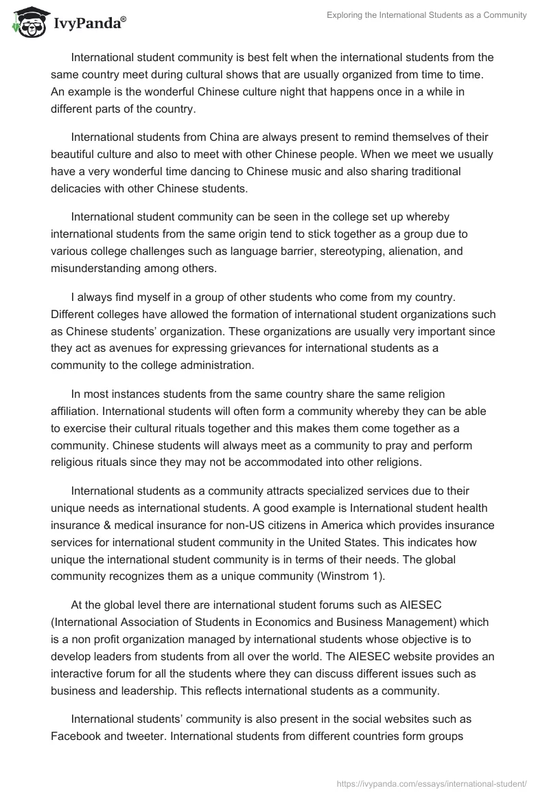 Exploring the International Students as a Community. Page 2