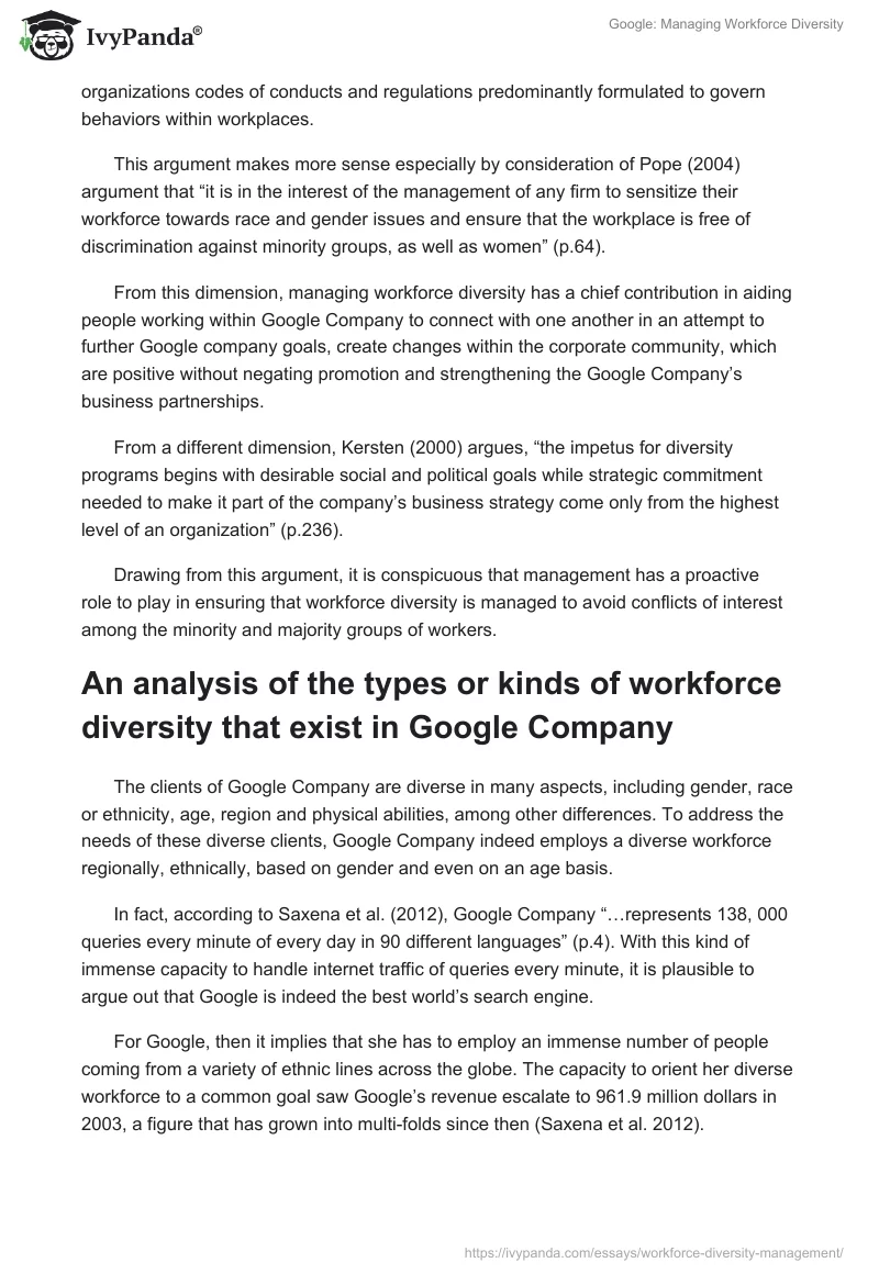 Google: Managing Workforce Diversity. Page 4