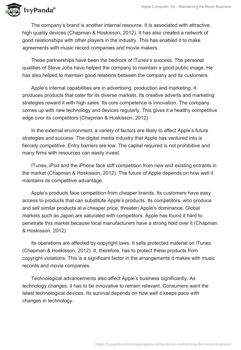 Apple Computer, Inc.: Maintaining the Music Business. Page 4
