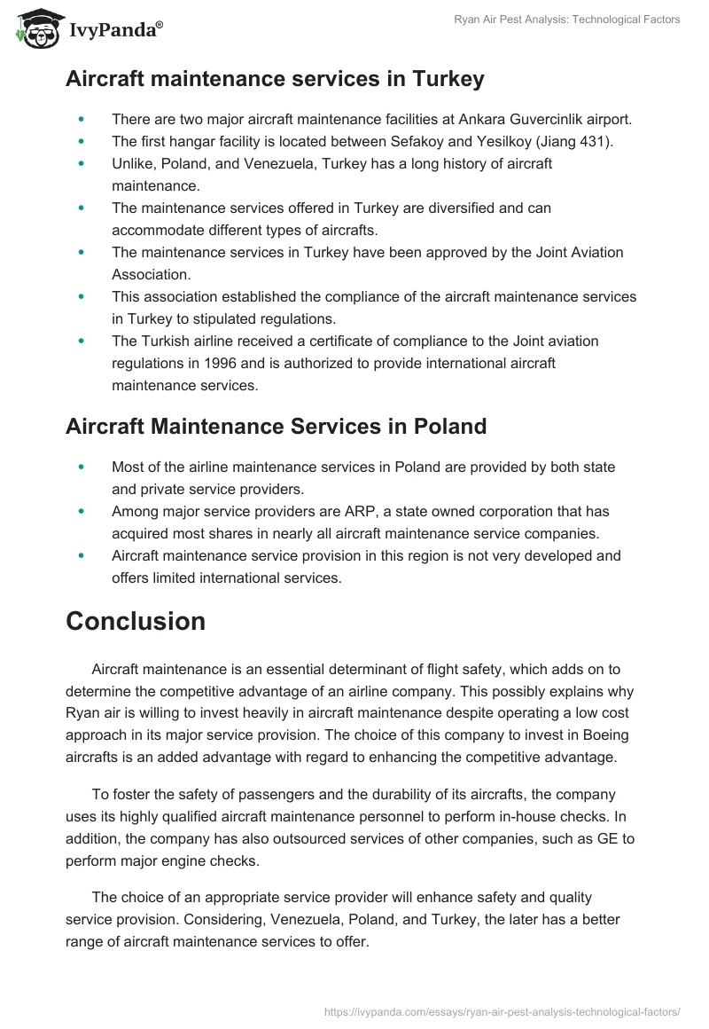 Ryan Air Pest Analysis: Technological Factors. Page 4